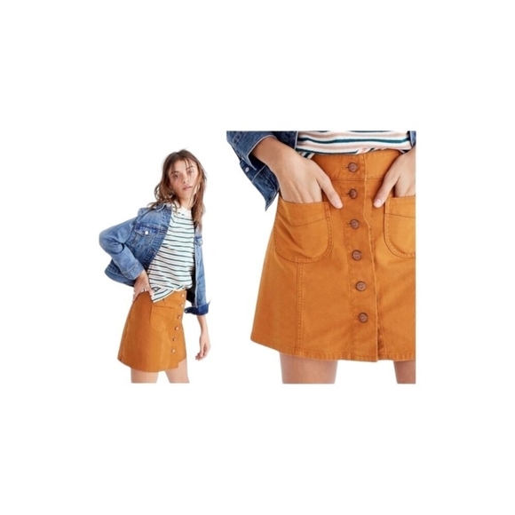 Madewell White Denim Button Up A Line Jean Skirt Size 28 - Picture 4 of 10